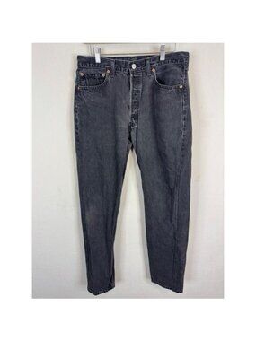 Vintage Levis 90s 501 Faded Black Button Fly Jeans Canada 34x32 (fits 32)